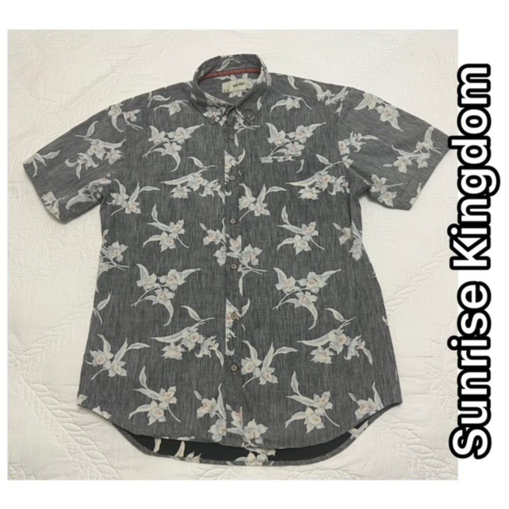 SUNRISE KINGDOM COTTON SOFT RELAXED ORCHIDS PRINT SHIRT SLEEVE BUTTON UP SHIRT